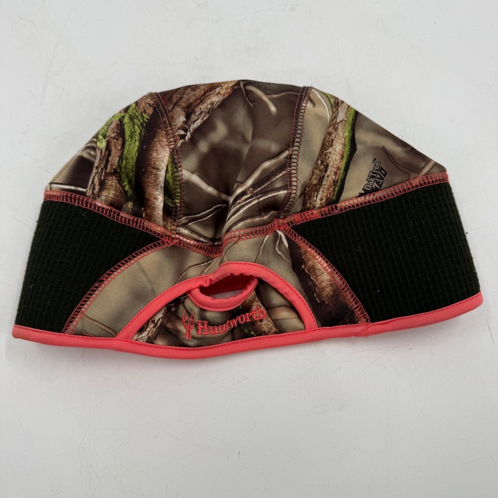 Huntworth Women Realtree Camo Fleece Lined Hat Ear Warmer w/ Ponytail Hole Pink